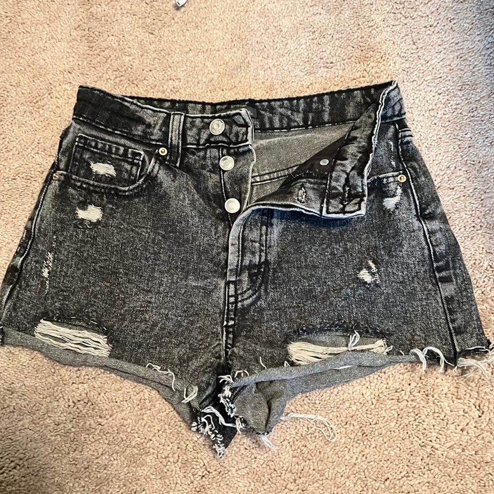 black jean shorts, size 00, great condition!
